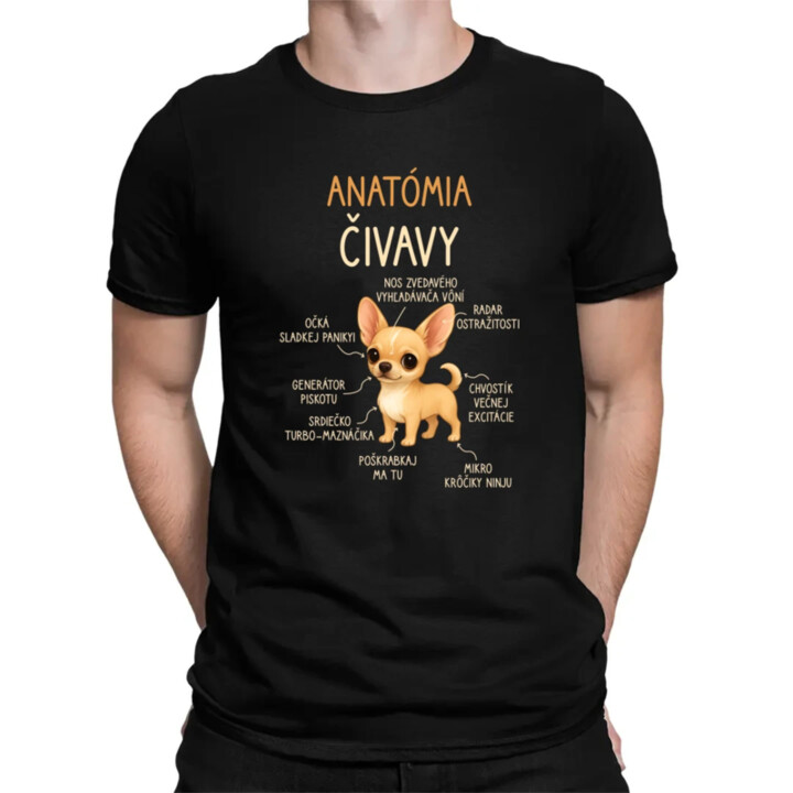 Anatómia čivavy - pánske tričko s potlačou