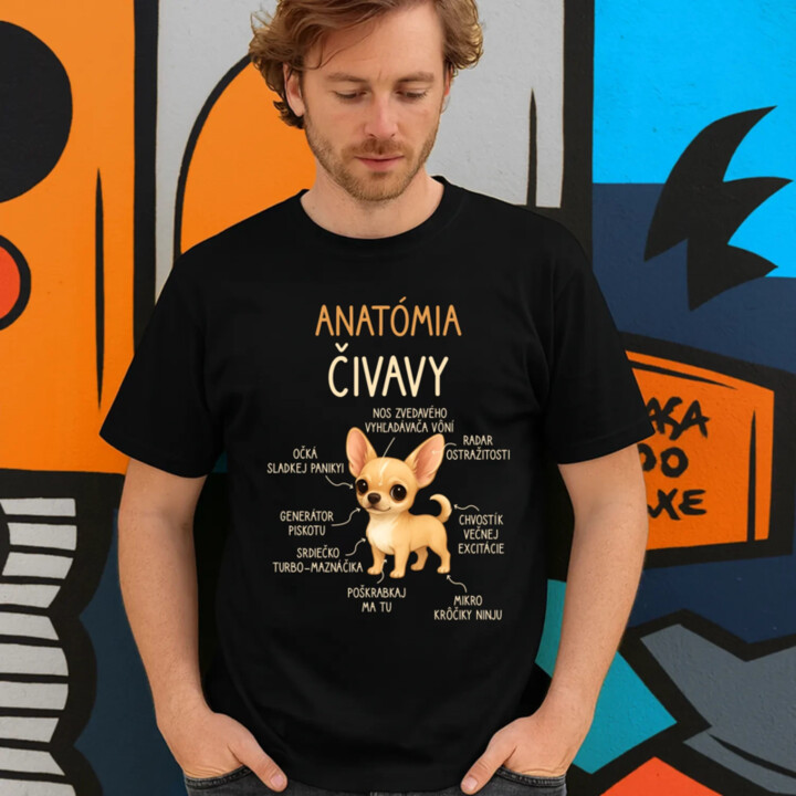 Anatómia čivavy - pánske tričko s potlačou