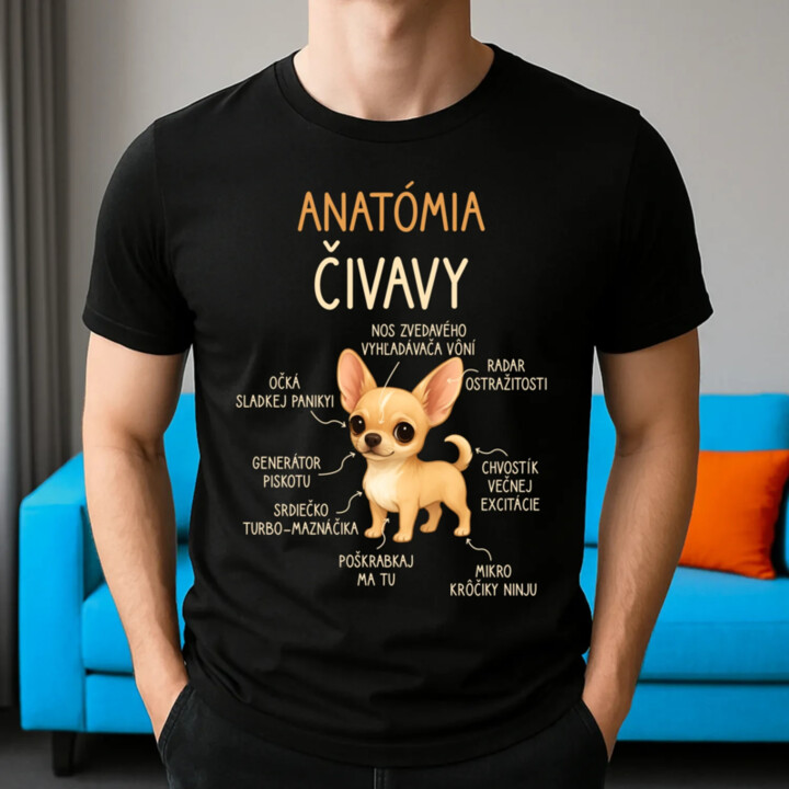 Anatómia čivavy - pánske tričko s potlačou