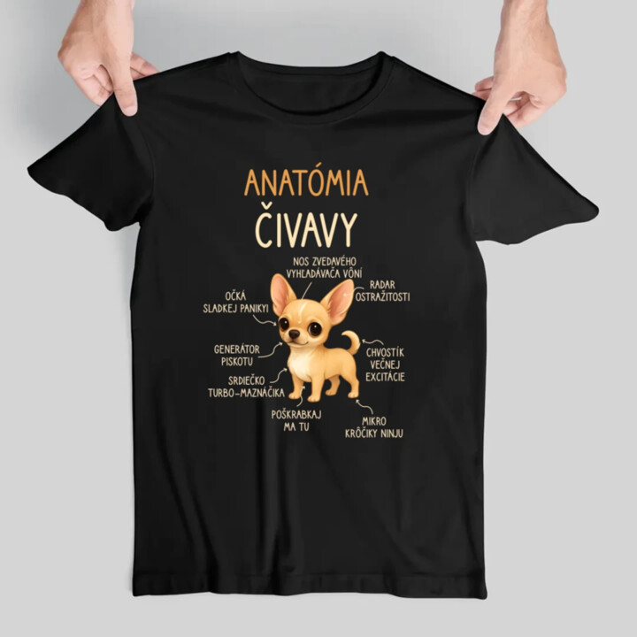 Anatómia čivavy - pánske tričko s potlačou