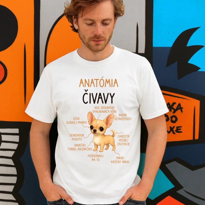 Anatómia čivavy - pánske tričko s potlačou