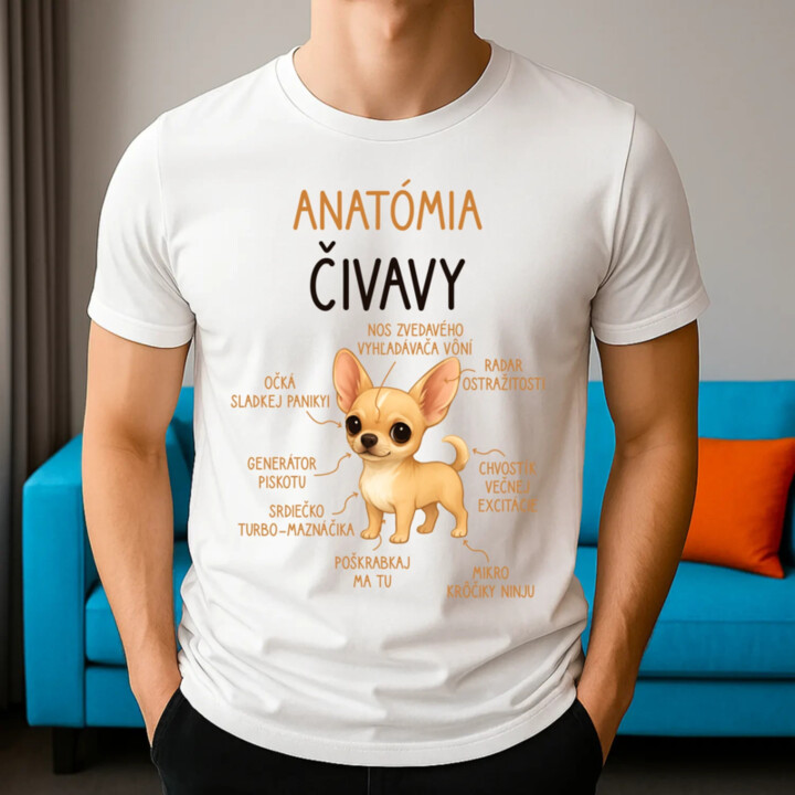 Anatómia čivavy - pánske tričko s potlačou