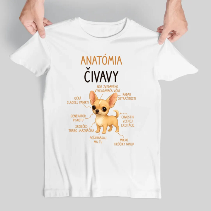 Anatómia čivavy - pánske tričko s potlačou