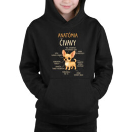 Anatómia čivavy - detská mikina s kapucňou