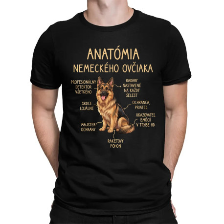 Anatómia nemeckého ovčiaka v2 - pánske tričko s potlačou