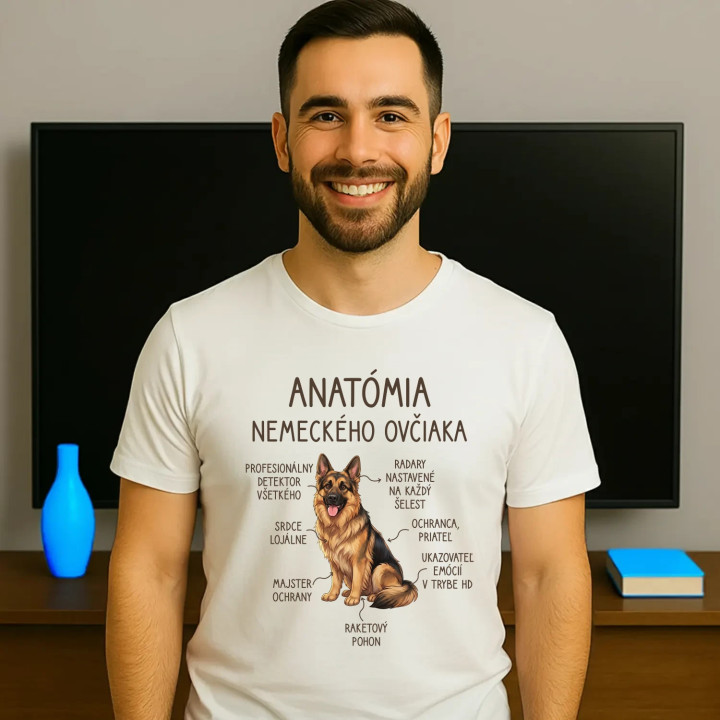Anatómia nemeckého ovčiaka v2 - pánske tričko s potlačou