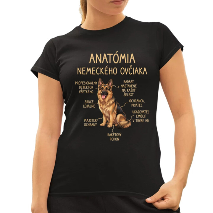 Anatómia nemeckého ovčiaka v2 - dámske tričko s potlačou