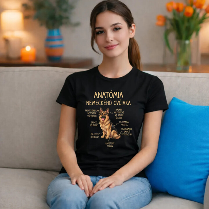 Anatómia nemeckého ovčiaka v2 - dámske tričko s potlačou