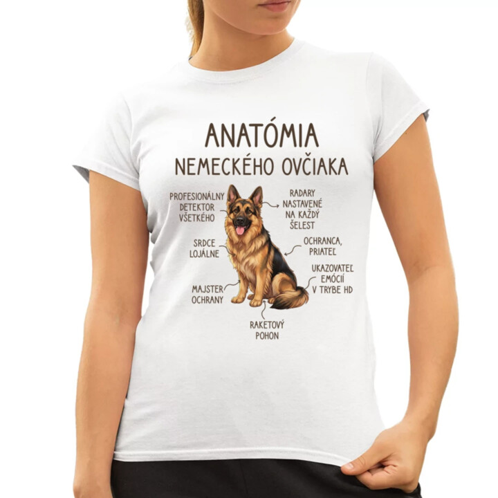 Anatómia nemeckého ovčiaka v2 - dámske tričko s potlačou