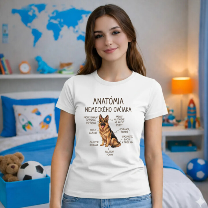 Anatómia nemeckého ovčiaka v2 - dámske tričko s potlačou