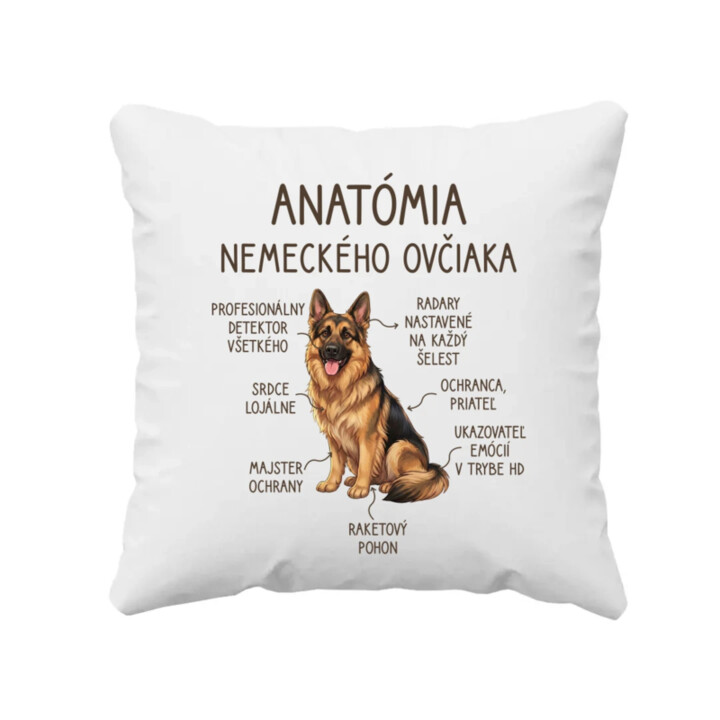 Anatómia nemeckého ovčiaka v2 - vankúš s potlačou