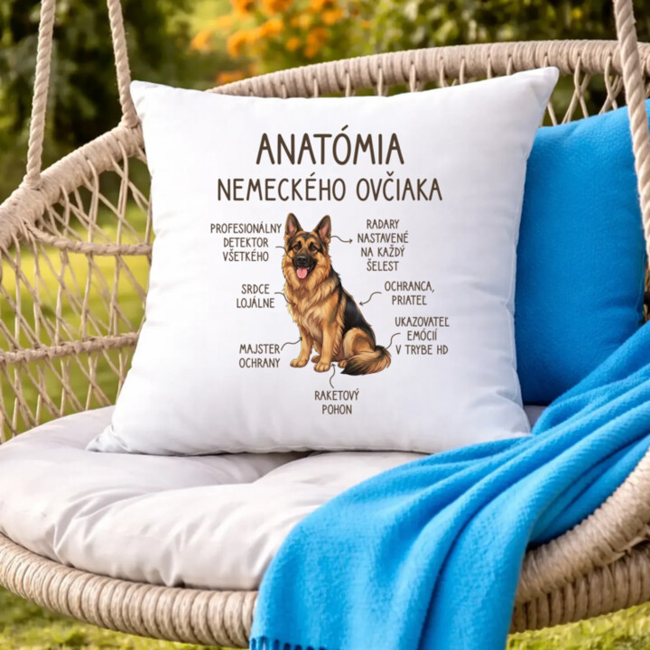Anatómia nemeckého ovčiaka v2 - vankúš s potlačou