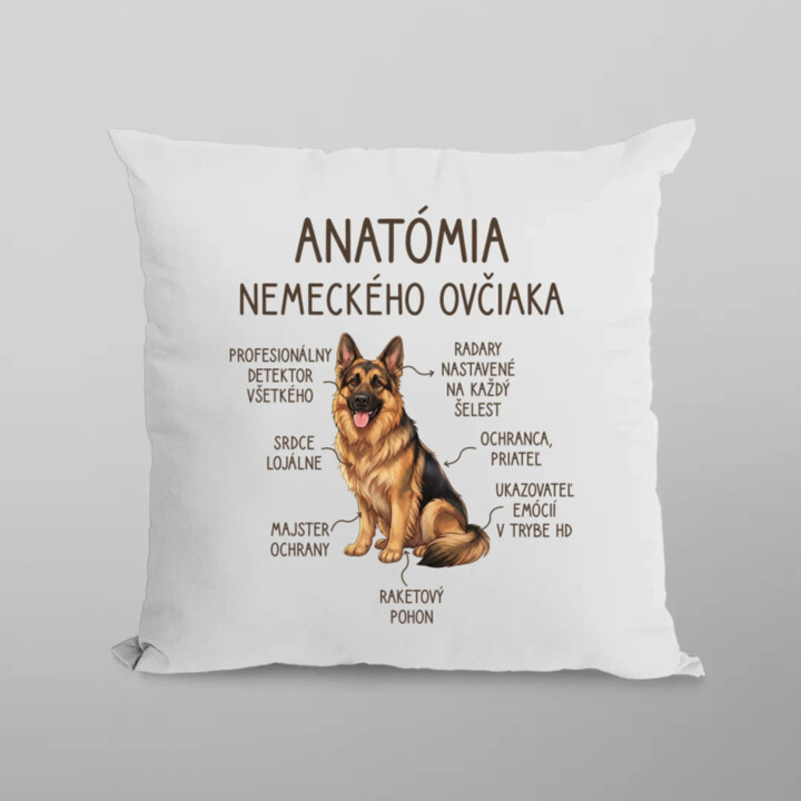 Anatómia nemeckého ovčiaka v2 - vankúš s potlačou