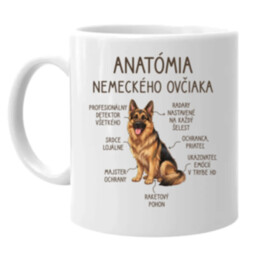 Anatómia nemeckého ovčiaka v2 - keramický hrnček s potlačou