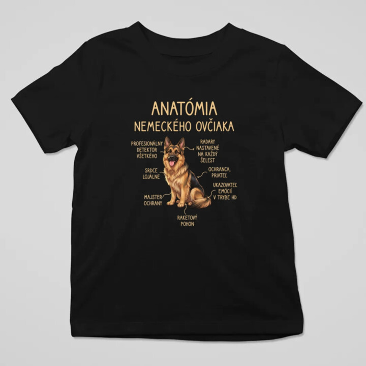 Anatómia nemeckého ovčiaka v2 - detské tričko s potlačou