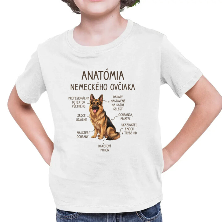 Anatómia nemeckého ovčiaka v2 - detské tričko s potlačou