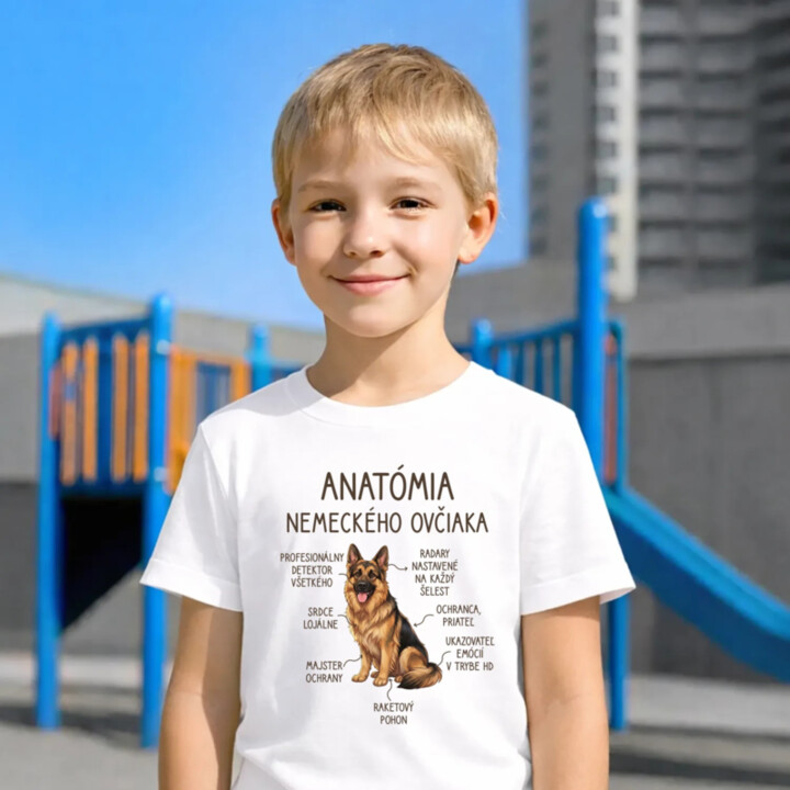 Anatómia nemeckého ovčiaka v2 - detské tričko s potlačou