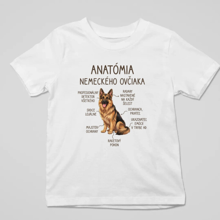 Anatómia nemeckého ovčiaka v2 - detské tričko s potlačou