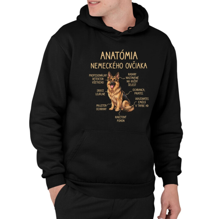 Anatómia nemeckého ovčiaka v2  - pánska mikina s potlačou
