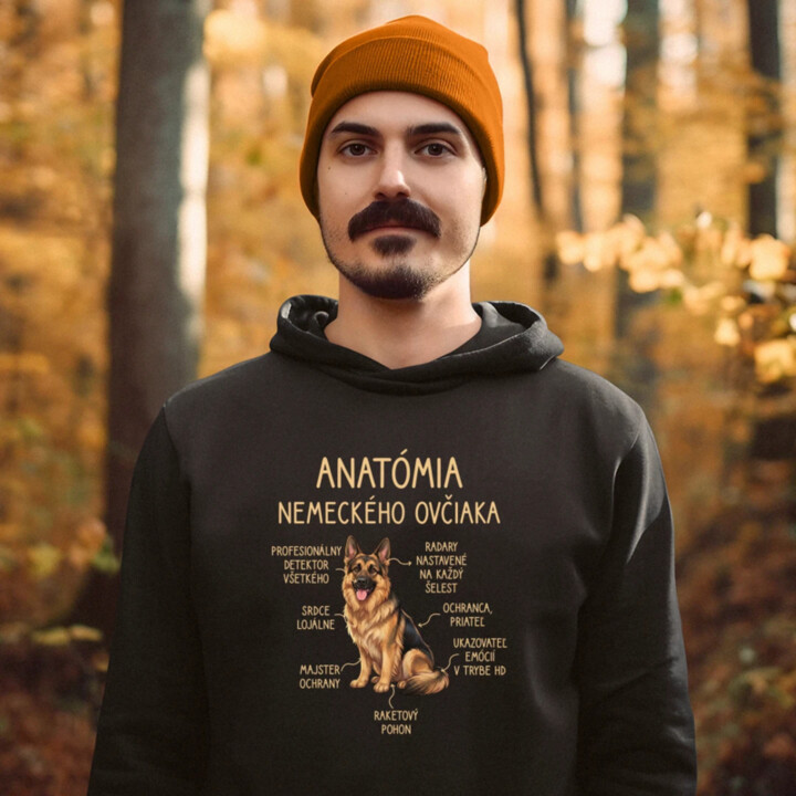 Anatómia nemeckého ovčiaka v2  - pánska mikina s potlačou