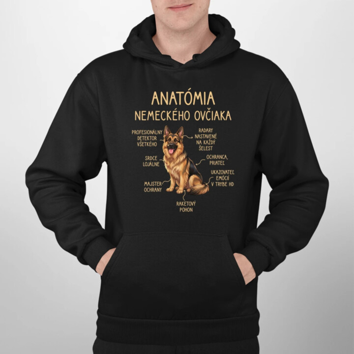 Anatómia nemeckého ovčiaka v2  - pánska mikina s potlačou