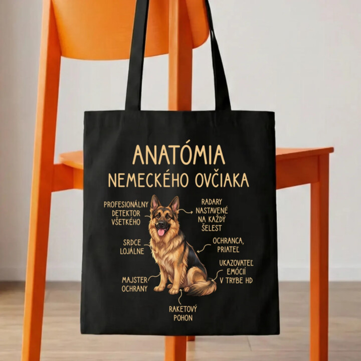 Anatómia nemeckého ovčiaka v2 - taška s potlačou