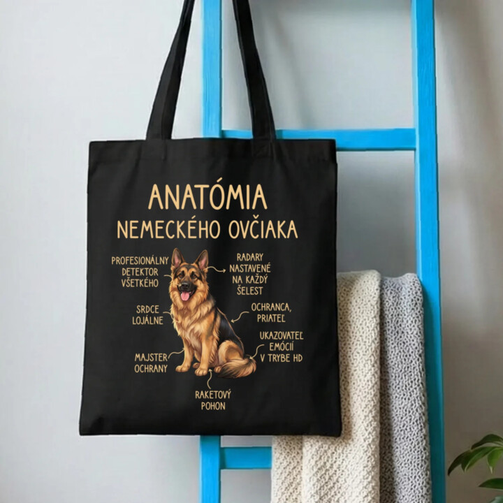 Anatómia nemeckého ovčiaka v2 - taška s potlačou
