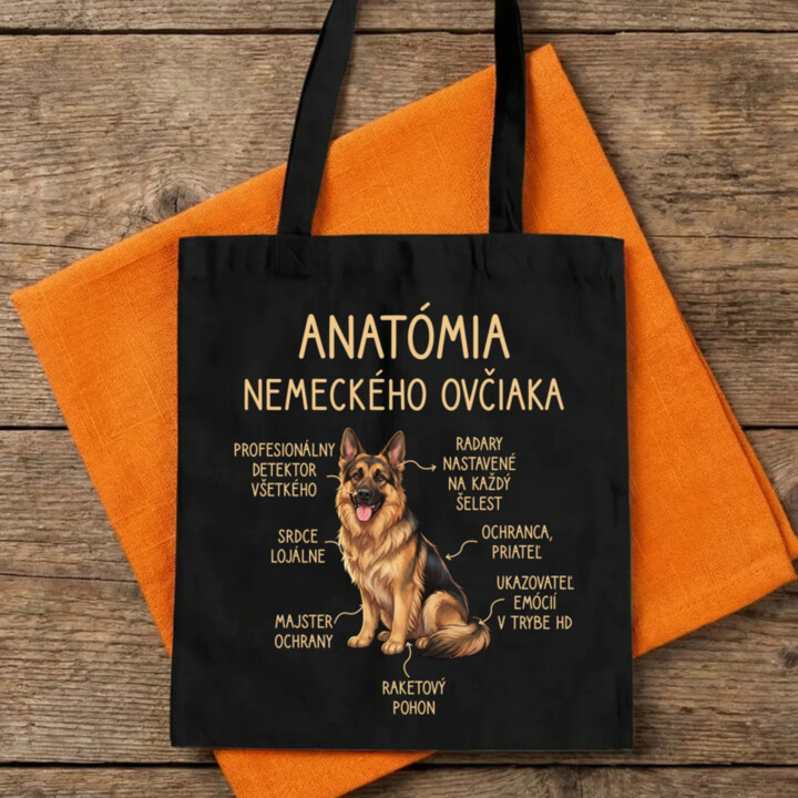 Anatómia nemeckého ovčiaka v2 - taška s potlačou