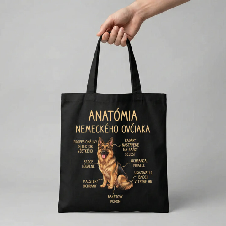 Anatómia nemeckého ovčiaka v2 - taška s potlačou