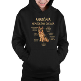 Anatómia nemeckého ovčiaka v2 - detská mikina s kapucňou