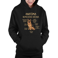 Anatómia nemeckého ovčiaka v2 - detská mikina s kapucňou