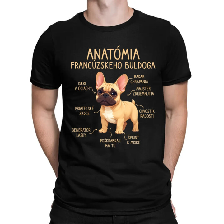 Anatómia francúzskeho buldoga - svetlohnedý - pánske tričko s potlačou