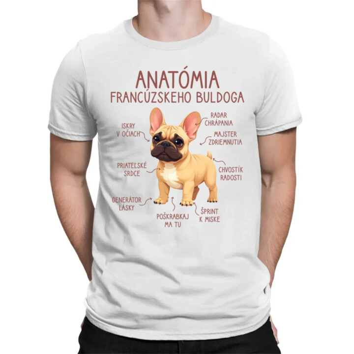 Anatómia francúzskeho buldoga - svetlohnedý - pánske tričko s potlačou