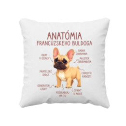 Anatómia francúzskeho buldoga - svetlohnedý - vankúš s potlačou