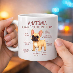 Anatómia francúzskeho buldoga - svetlohnedý - keramický hrnček s potlačou