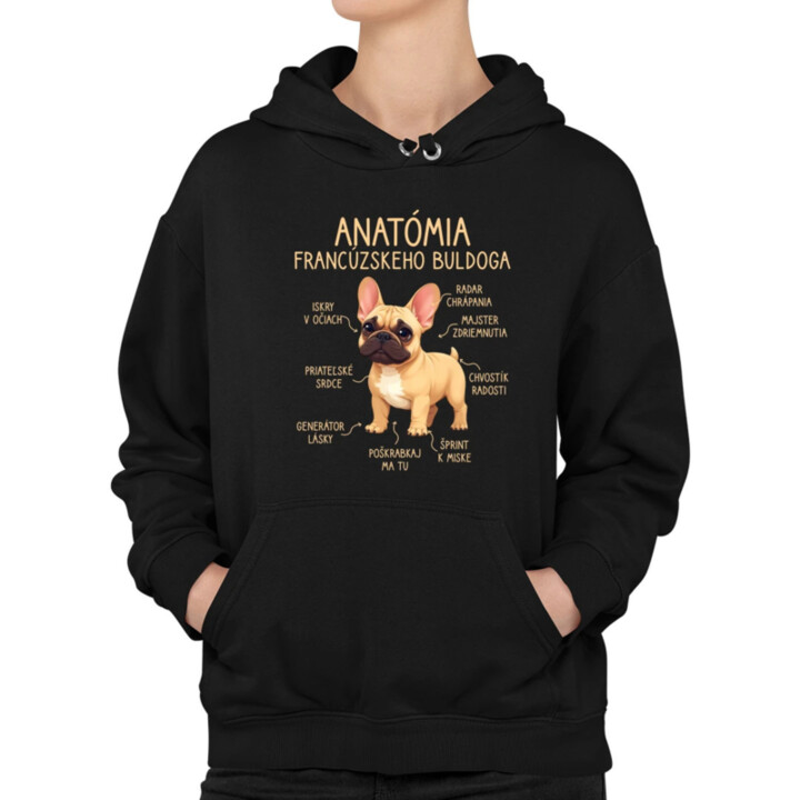 Anatómia francúzskeho buldoga - svetlohnedý  - dámska mikina s potlačou