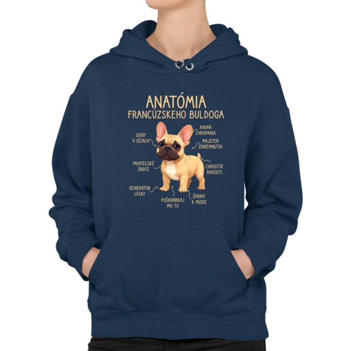 Anatómia francúzskeho buldoga - svetlohnedý  - dámska mikina s potlačou