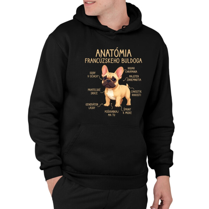Anatómia francúzskeho buldoga - svetlohnedý  - pánska mikina s potlačou