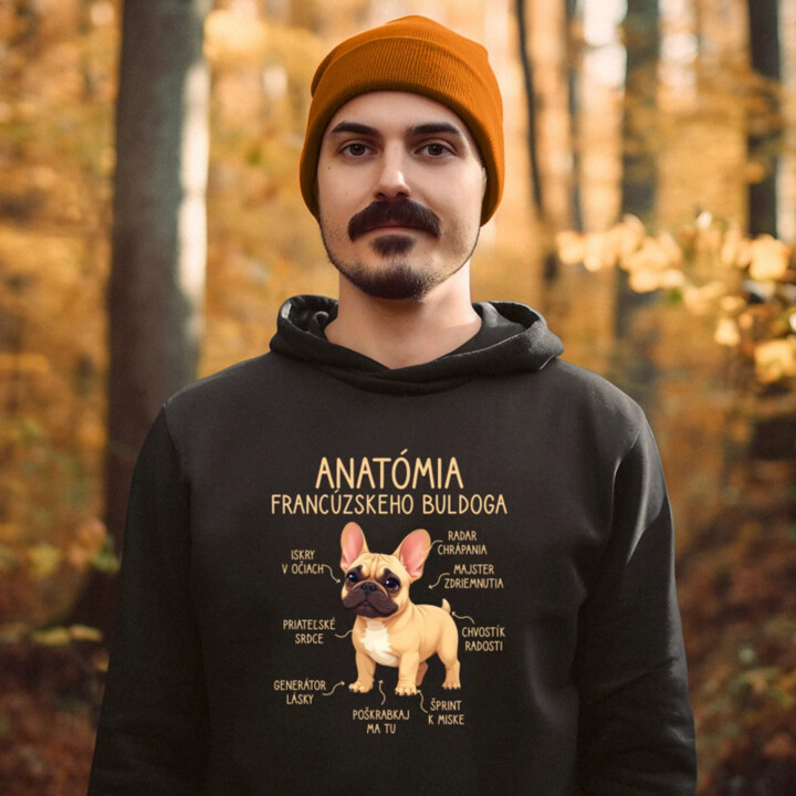 Anatómia francúzskeho buldoga - svetlohnedý  - pánska mikina s potlačou