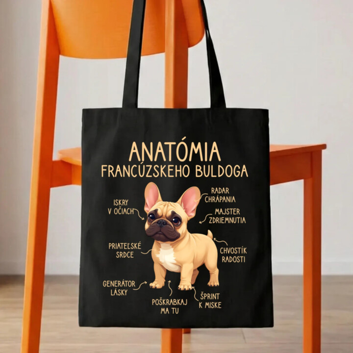 Anatómia francúzskeho buldoga - svetlohnedý - taška s potlačou