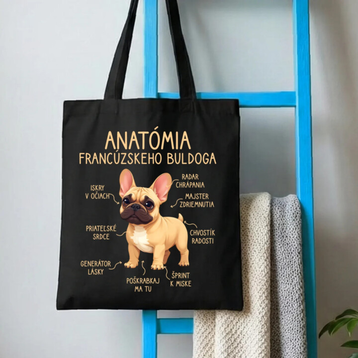 Anatómia francúzskeho buldoga - svetlohnedý - taška s potlačou