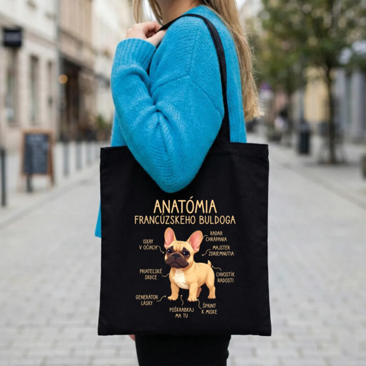 Anatómia francúzskeho buldoga - svetlohnedý - taška s potlačou
