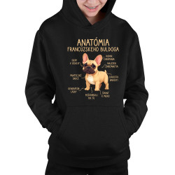 Anatómia francúzskeho buldoga - svetlohnedý - detská mikina s kapucňou