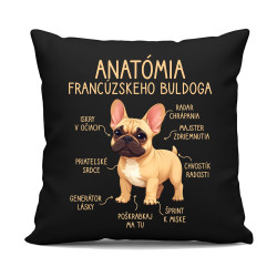 Anatómia francúzskeho buldoga - svetlohnedý - čierny vankúš s potlačou