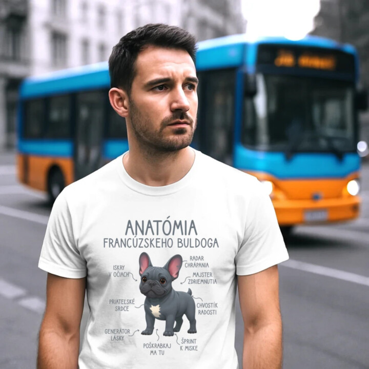 Anatómia francúzskeho buldoga - pánske tričko s potlačou