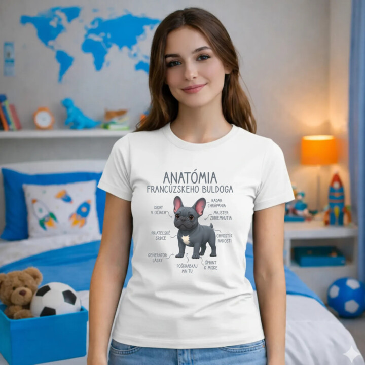 Anatómia francúzskeho buldoga - dámske tričko s potlačou
