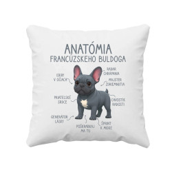 Anatómia francúzskeho buldoga - vankúš s potlačou