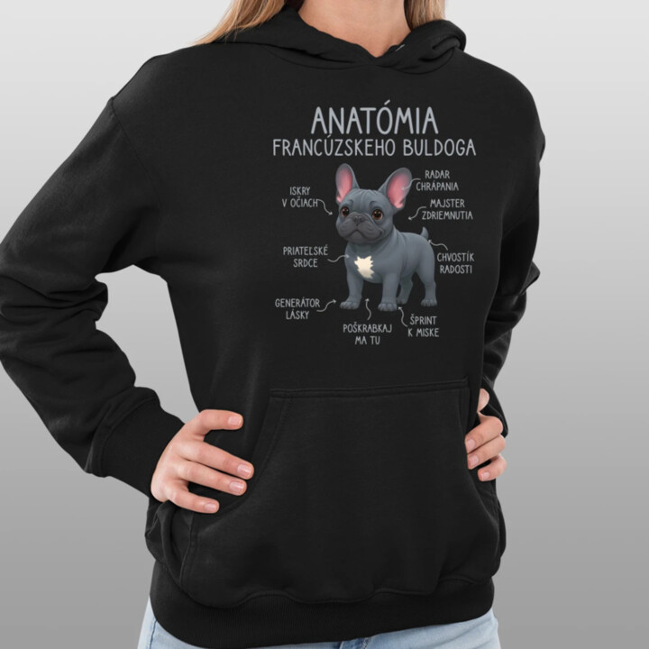 Anatómia francúzskeho buldoga  - dámska mikina s potlačou