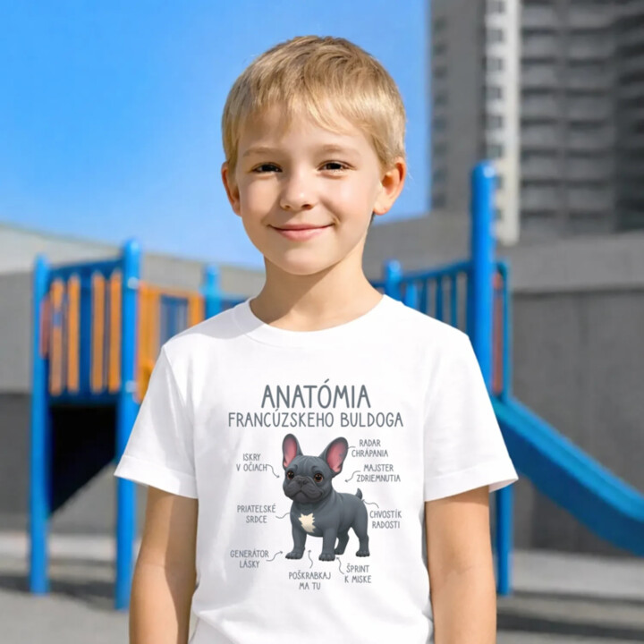 Anatómia francúzskeho buldoga - detské tričko s potlačou