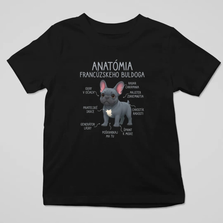 Anatómia francúzskeho buldoga - detské tričko s potlačou